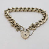 Sterling Silver Chunky Curb Link Heart Lock Chain Bracelet Vintage Birmingham
