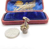Sterling Silver Openable Champagne on Ice Charm Pendant Vintage c1970