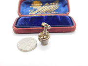 Sterling Silver Openable Champagne on Ice Charm Pendant Vintage c1970