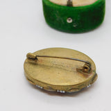 Italian Gilt Metal Micro Mosaic Floral Brooch Pin Antique c1920 Art Deco