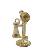 Sterling Silver Old-Fashioned Telephone Charm Pendant Vintage c1970