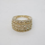 Sterling Silver Paste Set Sparkling Statement Ring Vintage c1970 Size N 1/2 UK