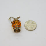 Sterling Silver Jug Or Pitcher With Orange Crystal Charm Pendant Vintage c1970s