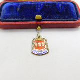 Sterling Silver and Enamel Caernarvon Travel Shield Charm Pendant Vintage c1970