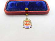 Sterling Silver and Enamel Caernarvon Travel Shield Charm Pendant Vintage c1970