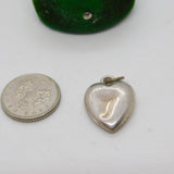 Sterling Silver Puffy Heart Swallow Charm Pendant Vintage c1970