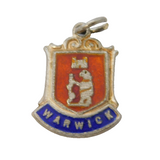 Sterling Silver Enamel Warwick Shield Charm Pendant Vintage c1970