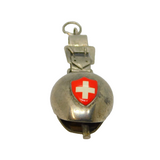 Swiss .800  Silver & Enamel Cowbell With Buckle Charm Pendant Vintage c1960s