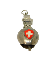 Swiss .800  Silver & Enamel Cowbell With Buckle Charm Pendant Vintage c1960s
