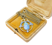 Art Nouveau Sterling Silver Enamel Floral Pendant Necklace Antique 1908