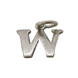 Sterling Silver 'W' Initial Charm Pendant Vintage c1970