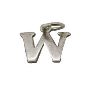 Sterling Silver 'W' Initial Charm Pendant Vintage c1970