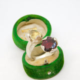 Studio Jewellery Sterling Silver, Citrine & Garnet Floral Crossover Ring Vintage