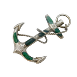 Victorian Scottish Sterling Silver Large Fouled Anchor Brooch Antique c1860s