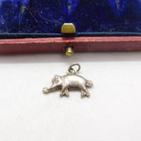 Sterling Silver Snorting Pig Charm Pendant Vintage c1970