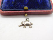 Sterling Silver Snorting Pig Charm Pendant Vintage c1970