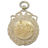 Sterling Silver Snooker Image Sporting Fob Medal Antique 1935 Birmingham
