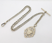 Edwardian Sterling Silver Graduating Albert Watch Chain Antique 1910 Birmingham