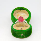 Sterling Silver Faceted Dark Synthetic Ruby Ring Vintage c1970 Size L