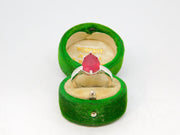 Sterling Silver Faceted Dark Synthetic Ruby Ring Vintage c1970 Size L