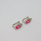 Pair of Sterling Silver Pink & White CZ Huggie Stud Earrings Contemporary c1990s