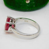 Sterling Silver Faceted Dark Synthetic Ruby Ring Vintage c1970 Size L