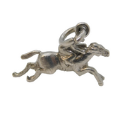 Sterling Silver Horse Racing Charm Pendant Vintage c1970s