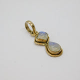 Sterling Silver Cabochon Rainbow Moonstone Studio Drop Pendant Vintage c1970s