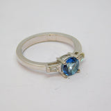 Sterling Silver Blue & White Sapphire Dress Ring Vintage c1970 Size N 1/2