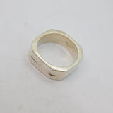Sterling Silver Mexican Squared Concave Chunky Band Ring Vintage c1970 Size S
