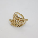 Sterling Silver Two Tier Leaf Crossover Dress Band Ring Vintage c1970 Size R