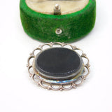 Sterling Silver & Onyx Set Floral Brooch Pin Vintage c1970