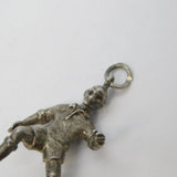 Sterling Silver Heavy Cast Football Player Charm Pendant Vintage c1970 10g