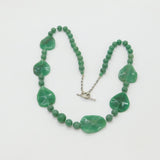 Sterling Silver & Jadeite Hardstone Large Statement Necklace 30" Length Vintage