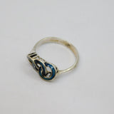Sterling Silver Blue Enamel Linked Circles Dress Ring Vintage c1990 Size P 1/2