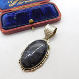 Sterling Silver and Black Agate Charm Pendant Vintage c1970