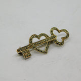 Sterling Silver Marcasite Key & Heart Art Deco Brooch Pin Antique c1930