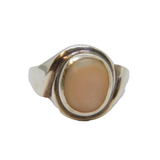 Sterling Silver Natural Shell Swirl Front Dress Ring Vintage c1970 Size M 1/2