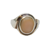 Sterling Silver Natural Shell Swirl Front Dress Ring Vintage c1970 Size M 1/2