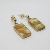 Pair of Sterling Silver Iridescent Shell Rectangle Drop Earrings Modern c1990