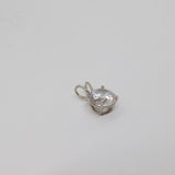 Sterling Silver CZ Solitaire Drop Charm Pendant Vintage c1970