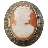 Theodor Fahrner Sterling Silver Gilt Cameo Brooch Pin Vintage c1970