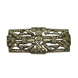 Sterling Silver Marcasite Art Deco Rectangle Bar Brooch Pin Antique c1930s