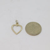 Sterling Silver Simple Open Heart Drop Charm Pendant Vintage c1970