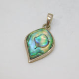 Sterling Silver Abalone Shell Leaf Form Charm Pendant Contemporary c1990s