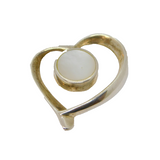 Sterling Silver Mother Of Pearl Stylised Heart Pendant Contemporary c1990s
