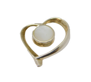 Sterling Silver Mother Of Pearl Stylised Heart Pendant Contemporary c1990s