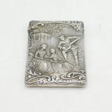 Edwardian Sterling Silver Regency Scene Card Case Antique 1904 Birmingham