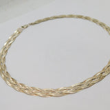Italian Sterling Silver Flat Braided Collar Style Necklace Contemporary c1990