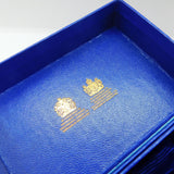 Blue Tooled Leather 'Bilston & Battersea Enamels' Box Vintage c1960